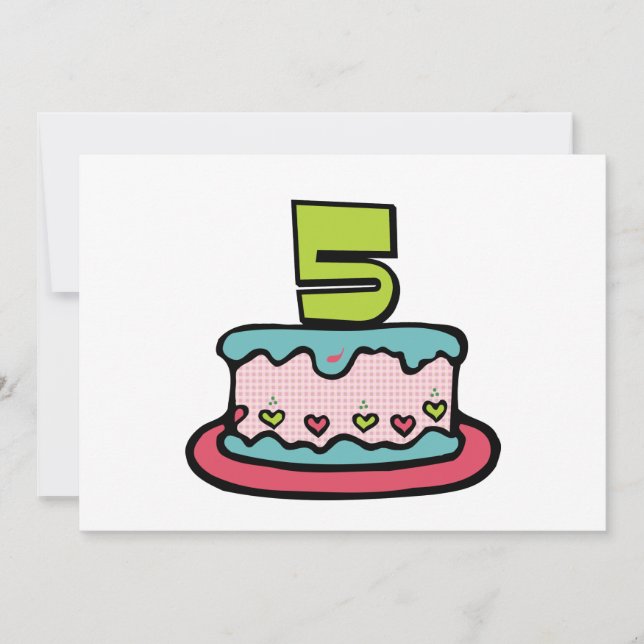 5 Year Old Birthday Cake Card (Front)