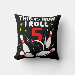 5 Year Old Bowling This Is How I Roll 5th Birthday Cushion