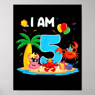 5 year old crab lover 5th crab theme beach summer poster