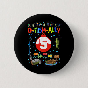 5 Year Old Fishing 5th Birthday Boy Bday Party Dec 6 Cm Round Badge