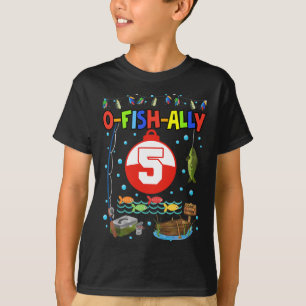 5 Year Old Fishing 5th Birthday Boy Bday Party Dec T-Shirt