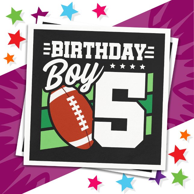 5 Year Old Football Party Theme 5th Birthday Boy Napkin (Creator Uploaded)