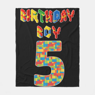 5 Year Old Gifts Building Blocks 5th Birthday Boys Fleece Blanket