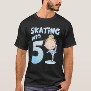 5 Year Old Girl Ice Skating Into 5th Birthday Kids T-Shirt