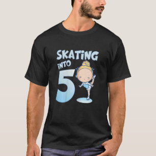 5 Year Old Girl Ice Skating Into 5th Birthday Kids T-Shirt