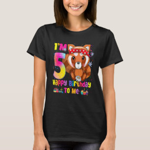 5 Year Old Girl Princess Little Red Panda 5th Bir T-Shirt