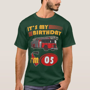 5 year old Its My Birthday Fire Truck 5th Birthday T-Shirt