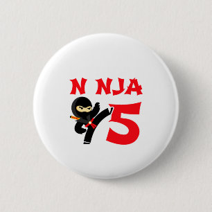 5 Year Old Karate Ninja Party Kids 5th Birthday T 6 Cm Round Badge