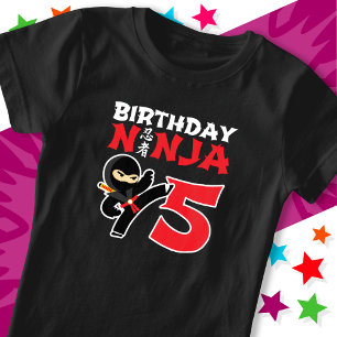 5 Year Old Karate Ninja Party Kids 5th Birthday T-Shirt