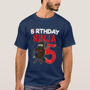 5 Year Old Kids Ninja Theme Birthday Party T-Shirt