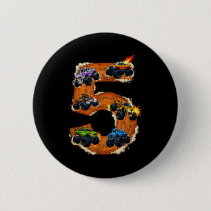 5 year old monster truck boy toddler 5th birthday5 6 cm round badge