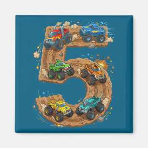 5 Year Old Monster Truck Boy Toddler 5th Birthday  Magnet
