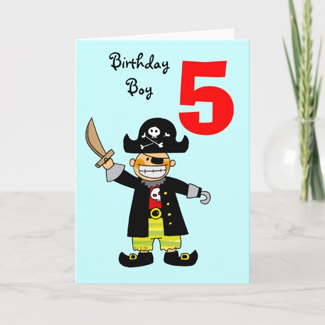 5 year old pirate boy card (Front)