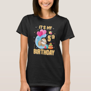 5 Year Old Sloth 5th Birthday Girl Party Cute Slot T-Shirt