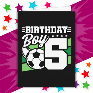 5 Year Old Soccer Football Party 5th Birthday Boy Card