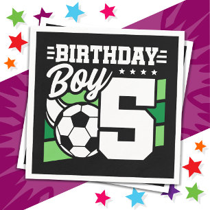 5 Year Old Soccer Football Party 5th Birthday Boy Napkin