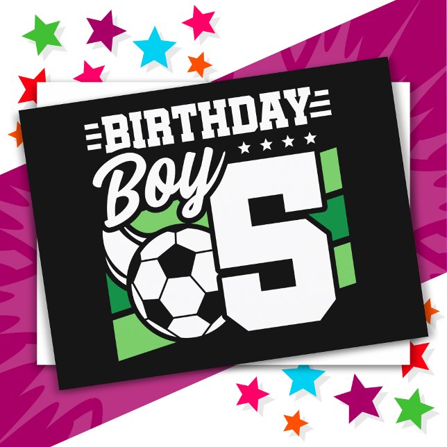 5 Year Old Soccer Football Party 5th Birthday Boy Postcard (Creator Uploaded)