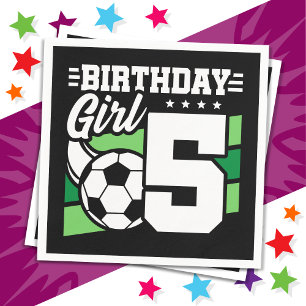 5 Year Old Soccer Football Party 5th Birthday Girl Napkin