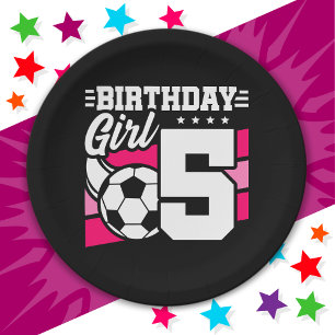 5 Year Old Soccer Football Party 5th Birthday Girl Paper Plate