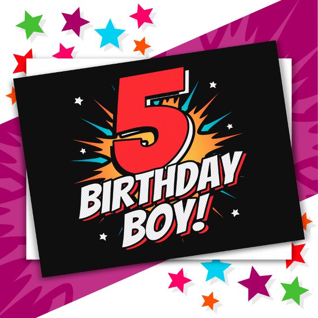 5 Year Old Superhero Birthday Boy 5th Birthday Postcard (Creator Uploaded)