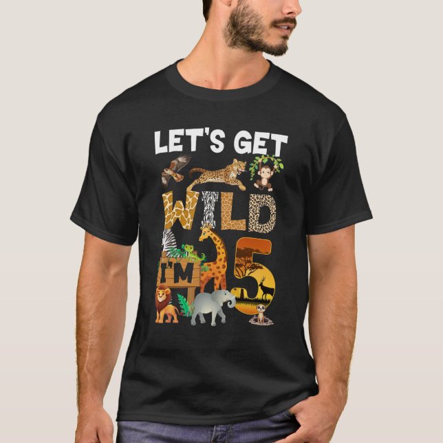 5 Year Old Zoo Birthday Safari Jungle Animal 5th B T-Shirt (Front)