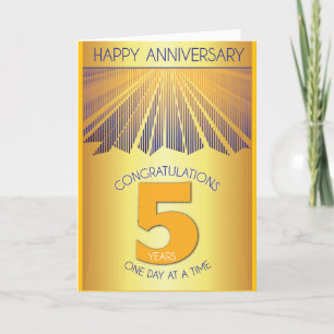 5 Year Sober Anniversary Golden Ray 12 Step Card