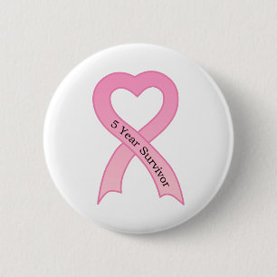 5 Year Survivor Pink Ribbon Button