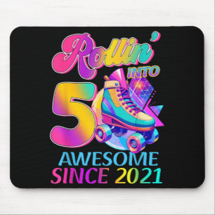 5 Years Awesome Since 2021 Hockey Theme Birthday 1 Mouse Pad