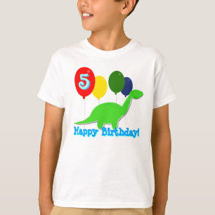 5 Years Birthday Dinosaur Balloons T-Shirt