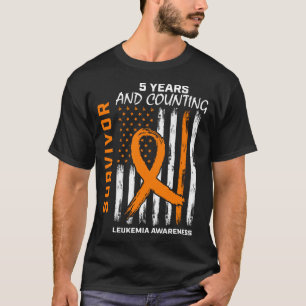 5 Years Cancer Orange Leukaemia Survivor Aamerican T-Shirt