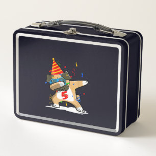 5 Years Dabbing Pug Dog Lover Birthday Metal Lunch Box