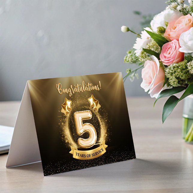 5 Years Employee Milestone Anniversary Fold Card (5 Years Employee Milestone Anniversary Fold Card)