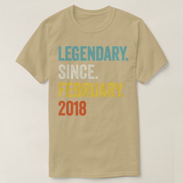 5 Years Legendary Since February 2018 5th Birthday T-Shirt (Design Front)