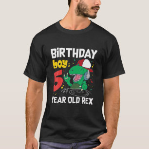 5 Years Old 5Th Birthday Dinosaur Rex T-Shirt