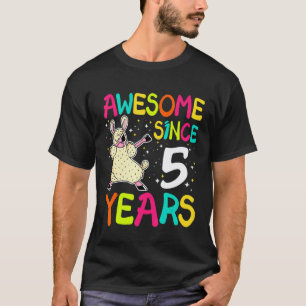 5 Years Old 5th Birthday Llama Dabbing Awesome Sin T-Shirt