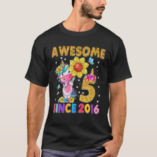5 Years Old 5Th Birthday Unicorn Girl Awesome Sinc T-Shirt