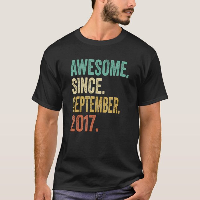 5 Years Old  Awesome September 2017 5th Birthday B T-Shirt (Front)
