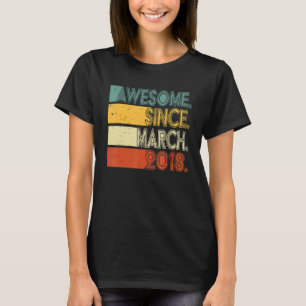 5 Years Old Awesome Since March 2018 5th Birthday T-Shirt