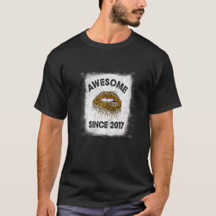 5 Years Old Birthday Awesome Since 2017 Leopard Li T-Shirt