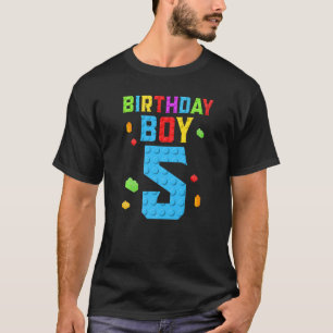 5 Years Old Birthday Boy  Blocks Building Boys Kid T-Shirt