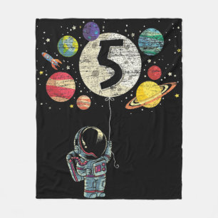 5 Years Old Birthday Boy Gifts Astronaut 5th Birth Fleece Blanket