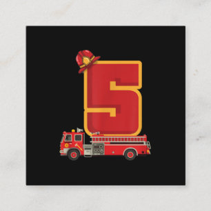 5 Years Old Birthday Boy Gifts Firefighter Square Business Card