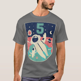 5 Years Old Birthday Boy Tee Astronaut 5th Bday Pa