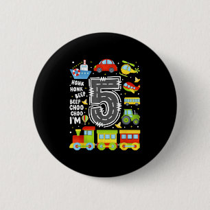 5 Years Old Boys Girls Kids 5th Birthday Transport 6 Cm Round Badge