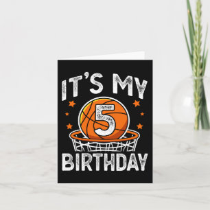 5 Years Old Kids Basketball Sport 5th Birthday Boy Card