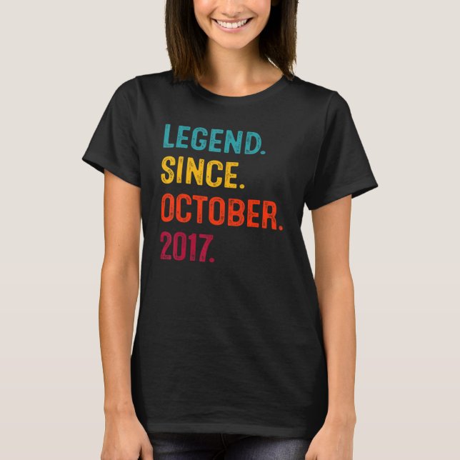 5 Years Old Legend Since October 2017 5th Birthday T-Shirt (Front)