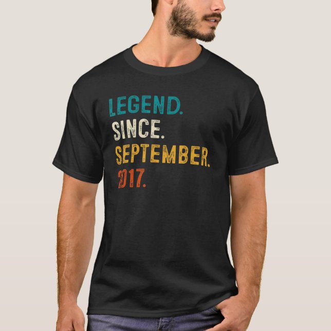 5 Years Old Legend Since September 2017 5th Birthd T-Shirt (Front)