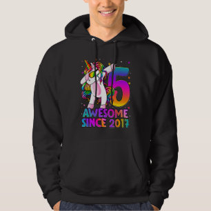 5 Years Old Unicorn Dabbing 5th Birthday Girl Unic Hoodie