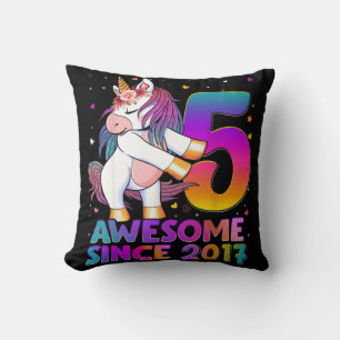 5 Years Old Unicorn Flossing 5th Birthday Girl Uni Cushion