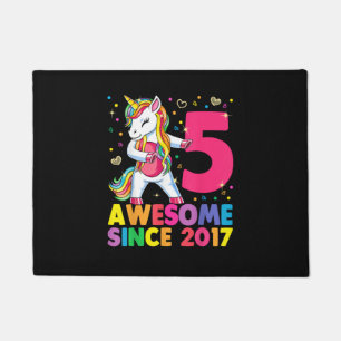 5 Years Old Unicorn Flossing 5th Birthday Girl Uni Doormat